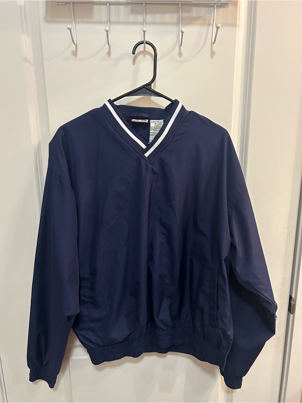 Vintage Y2K Blue V-Neck Windbreaker Pullover Jacket Unisex Medium Athletic Golf
